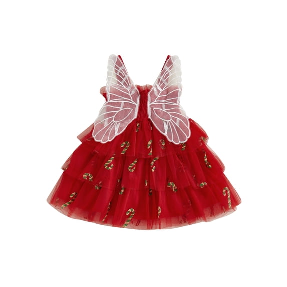 Rovasas Girls Christmas Dress, Sleeveless Butterfly Slip Dress Princess Dress