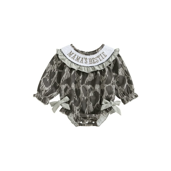 Rovasas Girls Matching Sister Outfits Embroidery Camouflage Jumpsuits/Dress