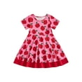thumbnail image 1 of Rovasas Girls Short Sleeve Contrast Color/Excavator/Apple Print A-line Dress, 1 of 8