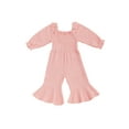 thumbnail image 1 of Rovasas Kid Girls Jumpsuit, Off-shoulder Long Sleeve Pleated Solid Romper, 1 of 9