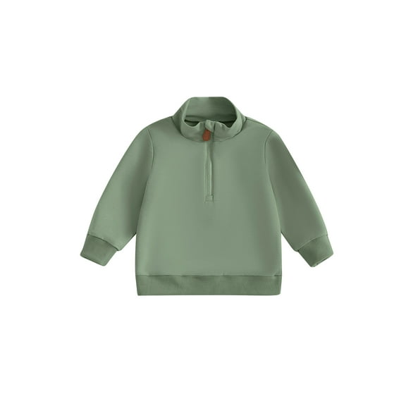 Rovasas Toddler Baby Boy Solid Sweatshirt Half Zipper Mock Neck Pullover Tops