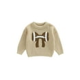 thumbnail image 1 of Rovasas Toddler Baby Girl Fall Sweater Bow Football Embroidered Crew Neck Long Sleeve Knit Tops, 1 of 9