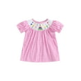 thumbnail image 1 of Rovasas Toddler Baby Girls Birthday Dresses Bubble Short Sleeve Plaid Dress, 1 of 9