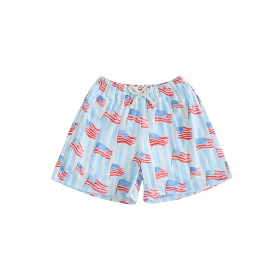 Rovasas Toddler Boy Patriotic Beach Shorts Flag/Popsicle Print Short Pants