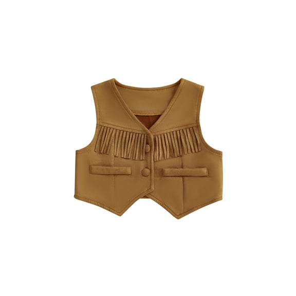 Rovasas Toddler Boys Girls Suede Vest Solid Color Tassel Cowgirls Waistcoat