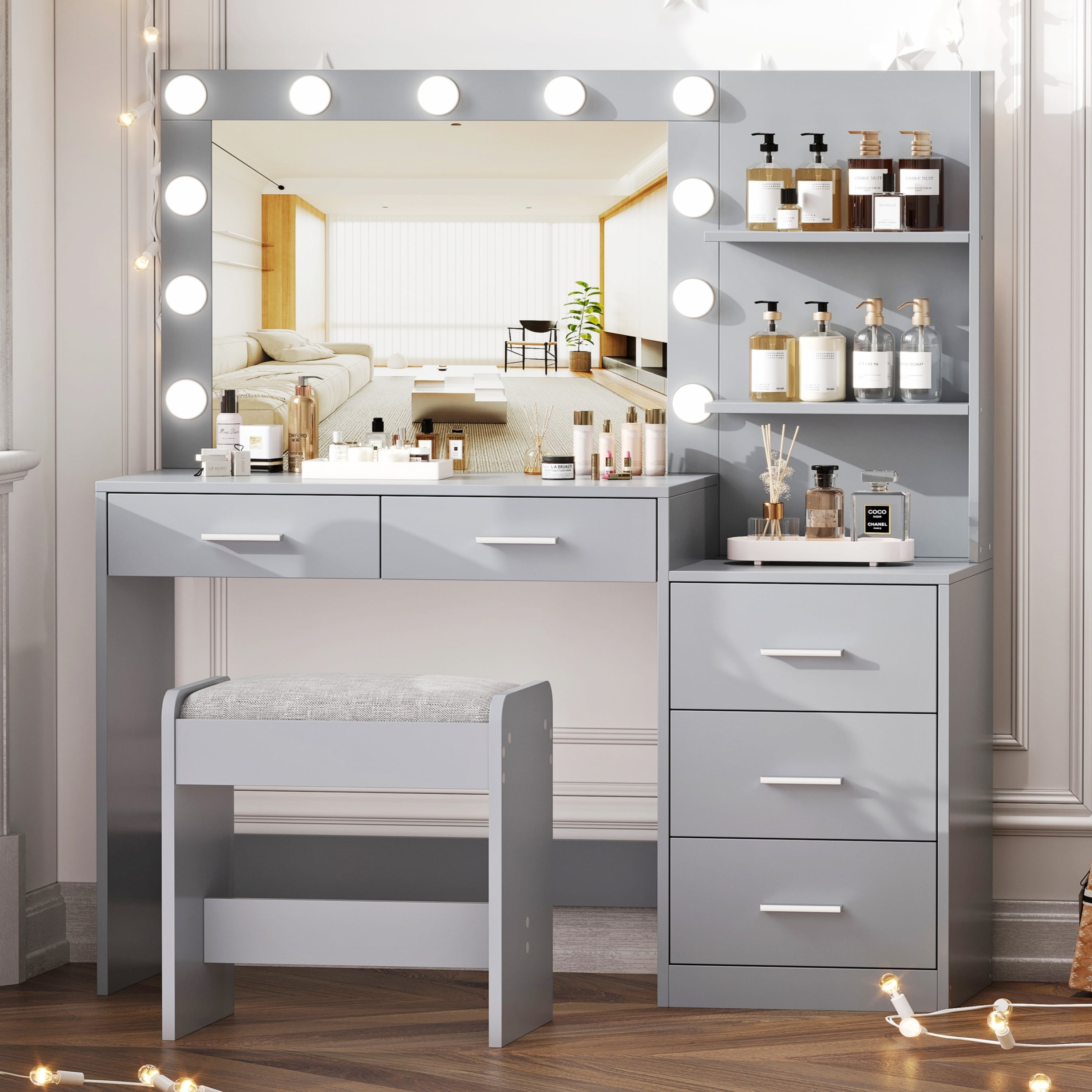 照明付き化粧台-Dressing table with lighting Amazon.com: HUAHUU Vanity Desk with Lights, 37inch Makeup