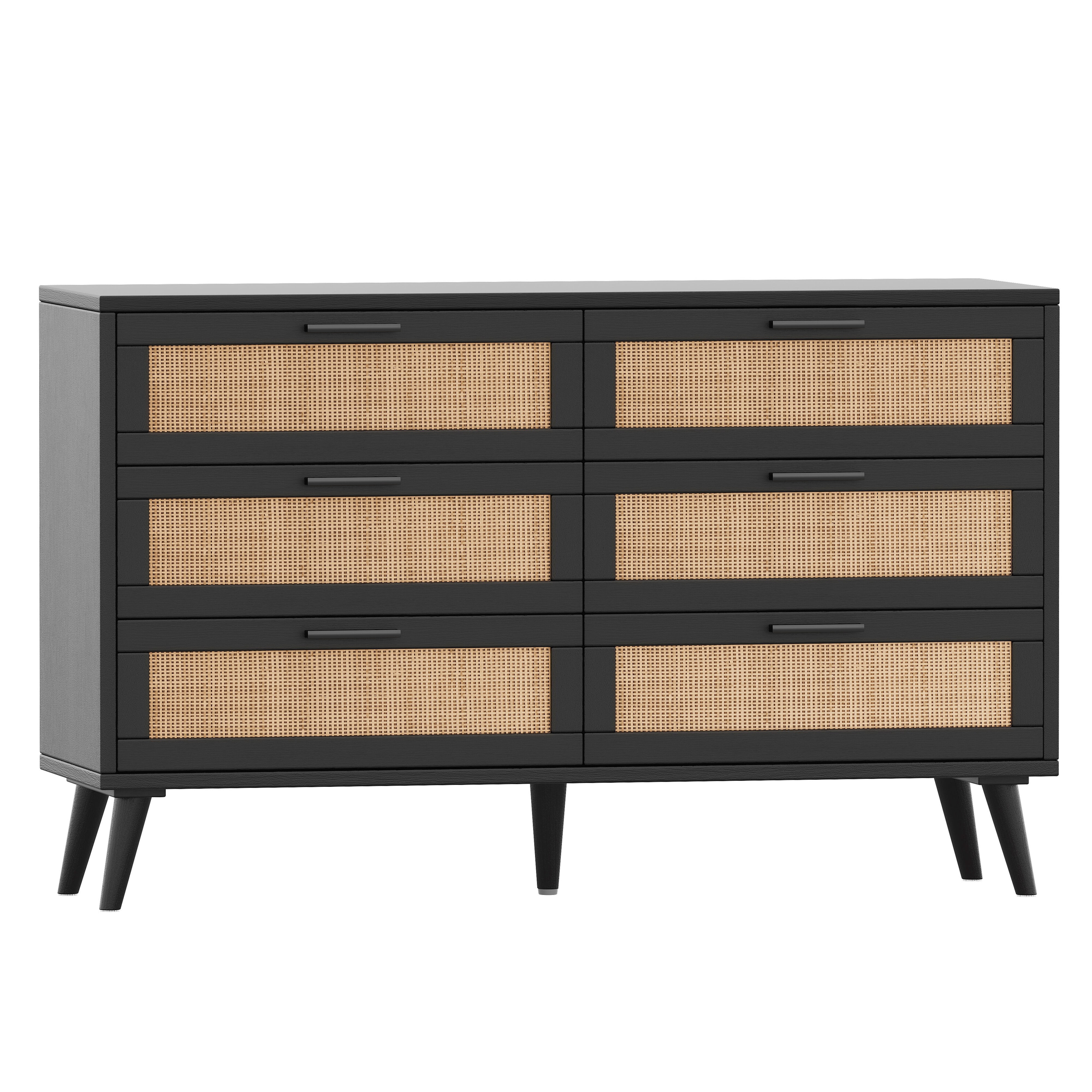 Rovaurx 6 Drawer Double Dresser Chest, Bedroom Chest of Dressers