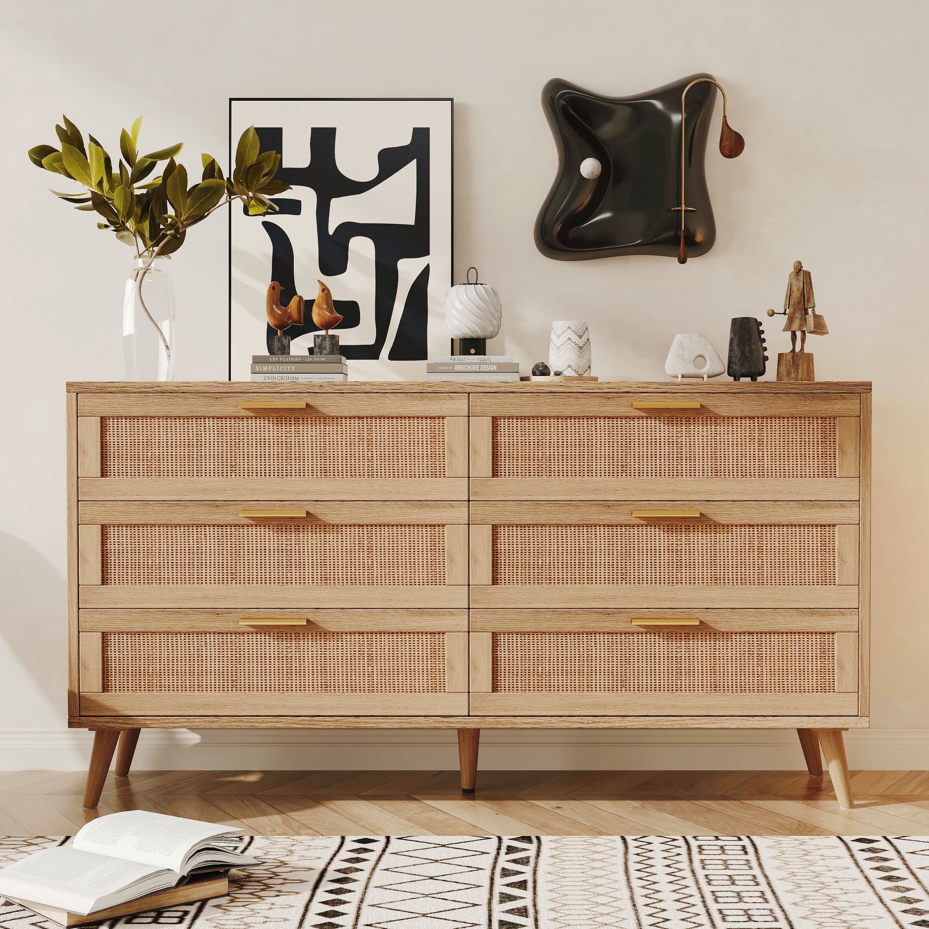 Rovaurx, 6 Drawer Double Dresser Chest, 47.2