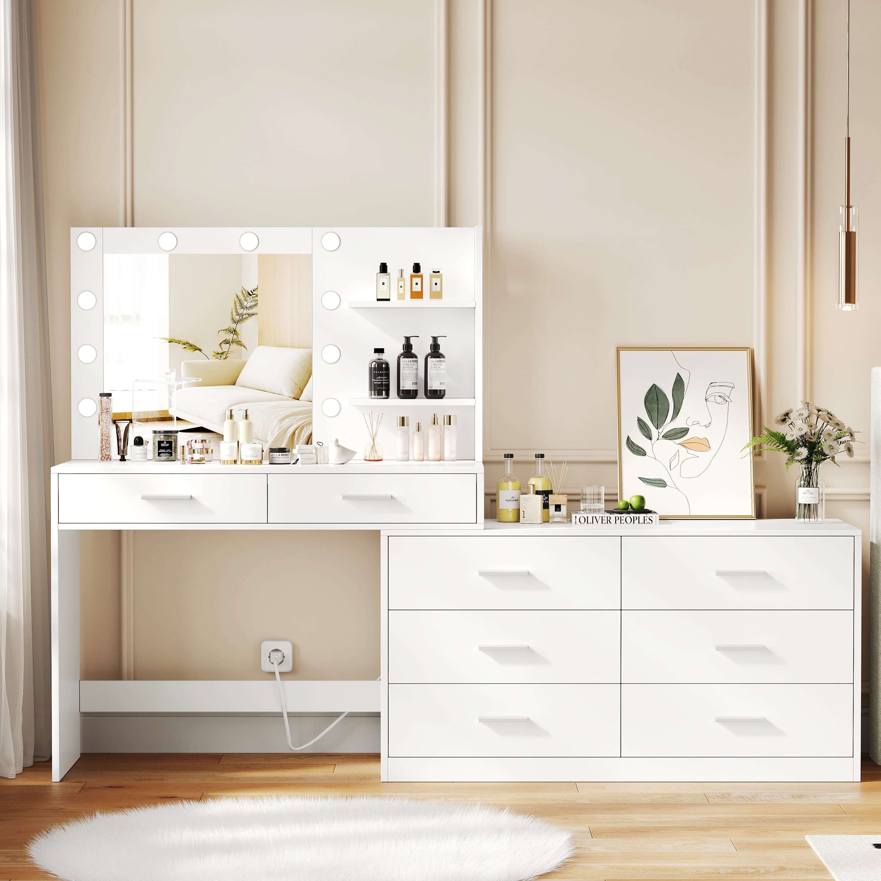 Bedroom dressing table with drawers discount