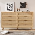 thumbnail image 1 of Rovaurx 8 Drawer Double Dresser, Modern Rattan Wooden Dresser Chest, Natural, 1 of 6
