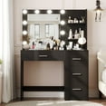 Rovaurx Tall Large Glass Makeup Vanity Table with Lighted Mirror, Desk