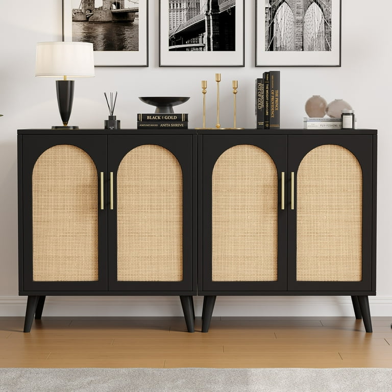 Black cane cabinet discount