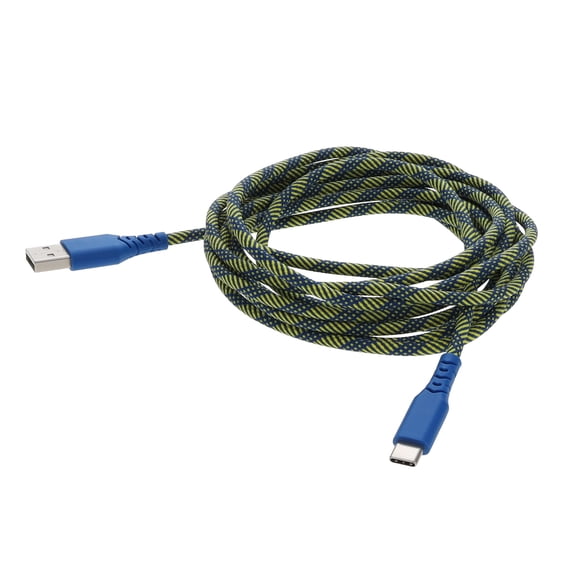Rove RV10FTUSBCA 10 ft. USB-C to USB Braided Cable - Extra Long Charging Cord for Mobile Devices - Assorted Color