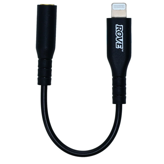 Rove RV069121 3-Inch Lightning(R) to 3.5MM Female Adapter Apple-Compatible Short Aux - Black
