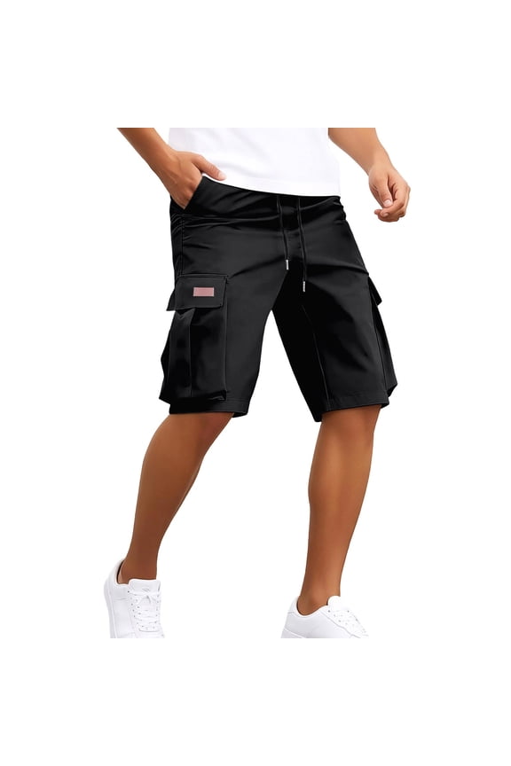 Casual Lightweight Solid Blend Shorts For With Relaxed Fit And Practical Pockets Breathable Everyday Wear Black L