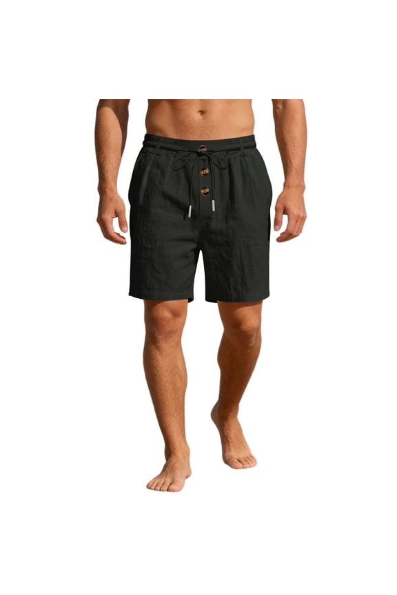 Casual Summer Shorts Lightweight Comfortable Loose Fit Solid Color Elastic Waist Breathable Outdoor Sports Shorts Black XL