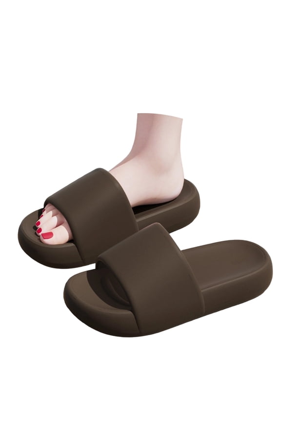 Cloud Pillow EVA Slide Slippers, Non Thick Sole Open Toe Shower Slipper, Quick Dry Indoor Bathroom Home Sandal for Casual Daily & Beach Use Coffee 38 -39