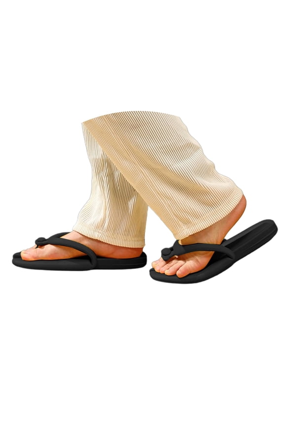Collapsible Portable EVA Flip Flops, Non Lightweight Foldable Travel Beach Sandals for Outdoor Pool Bathroom Summer Casual Daily Use Black 38-39