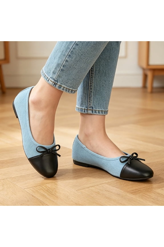 Dress Shoes For Women Leopard Print Cap Toe Ballet Flats Slip On Casual Lightweight Summer Shoes Blue 40