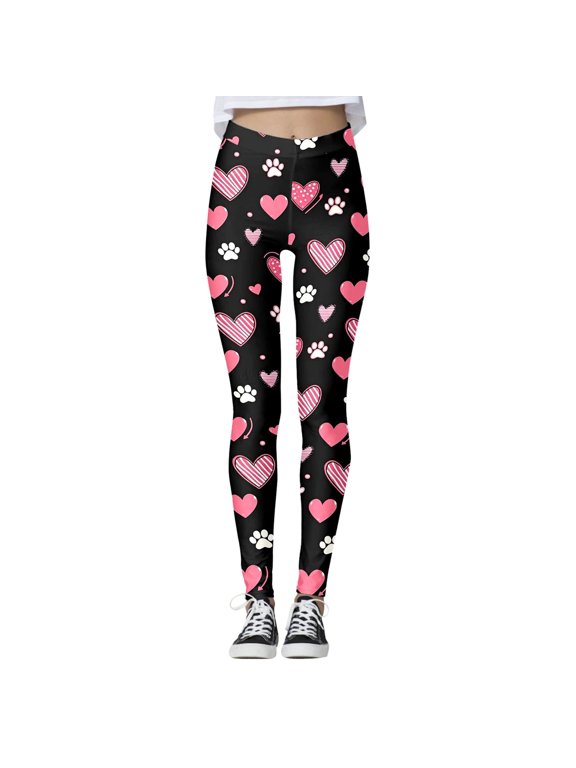 High Wloat Workout Tight Leggings With Allover Print Yoga Pants For Training Running And Black S