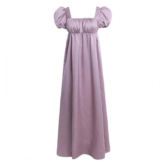 Rove Studio Medieval Dress Elegant Style A Line Flowy High Waist Puff Sleeves Polyester For Daily Casual Wear Day To Evening