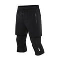 thumbnail image 1 of Rove Studio Men’s 2-in-1 Layered Training Pants, 7/8 Length Compression Tights with Shorts for Gym, Running & Casual Wear Black L, 1 of 4