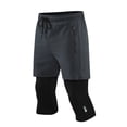 thumbnail image 1 of Rove Studio Men’s 2-in-1 Layered Training Pants, 7/8 Length Compression Tights with Shorts for Gym, Running & Casual Wear Grey XXXL, 1 of 4