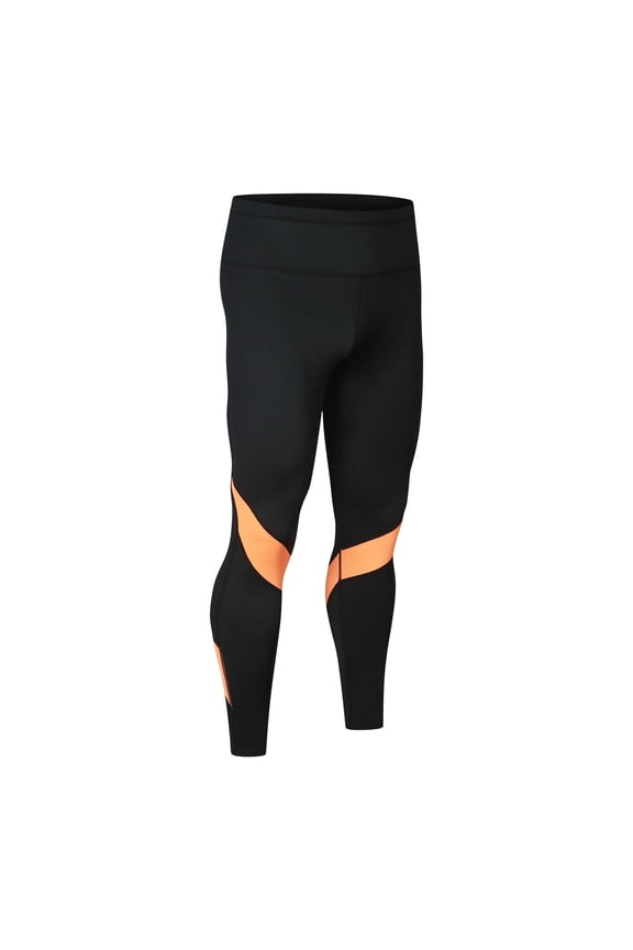 Men’s Color Block Compression Pants, Quick Dry Workout Leggings for Gym, Running & Yoga BK1 L