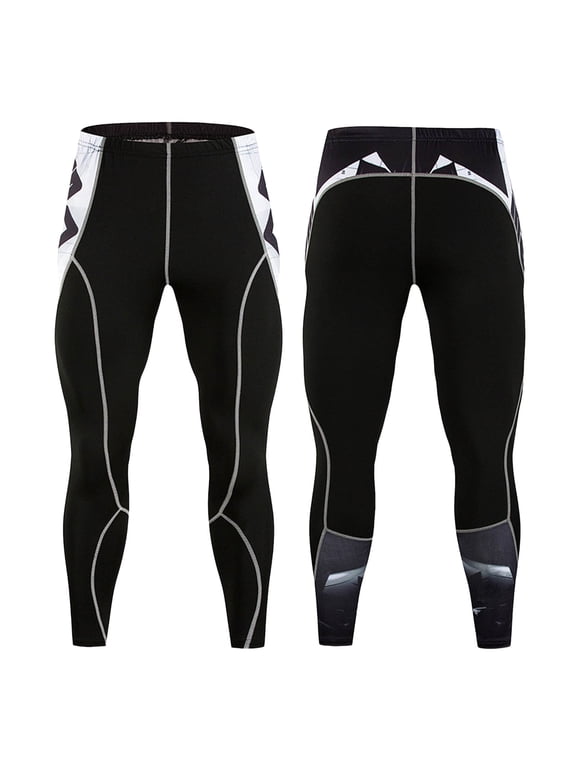 Men’s Compression Running Tights, Quick Dry Athletic Pants with Pockets for Gym, Cycling & Outdoor Sports Black S