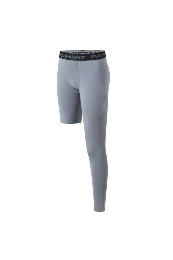 Men’s Compression Workout Leggings, Quick Dry Gym Pants for Running, Basketball & All-Season Training Grey S
