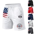 thumbnail image 1 of Rove Studio Men’s Patriotic USA Flag Print Shorts, Lightweight Breathable Athletic Gym Shorts with Side Pockets White S, 1 of 4