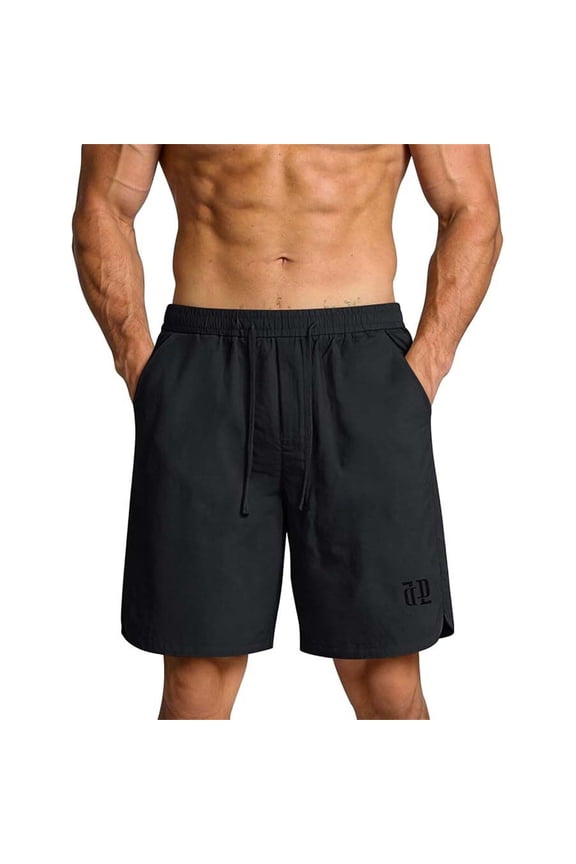 Men's Quick-Dry Casual Shorts, Elastic Waist 5-Inch Swim & Beach Trunks, Lightweight Breathable Mens Shorts Black M
