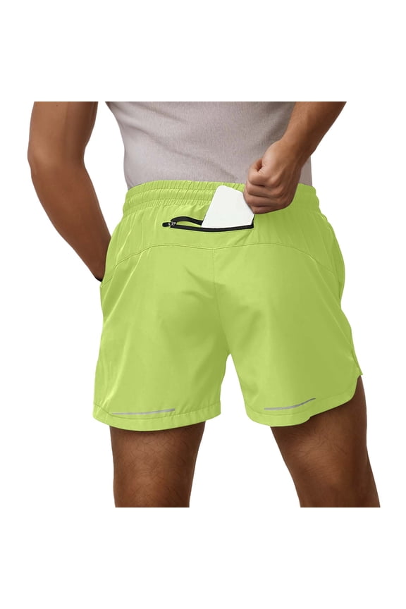 Men’s Quick Dry Workout Shorts, Breathable Athletic Shorts with Zipper Pocket for Gym, Running & Casual Summer Wear Green XXL