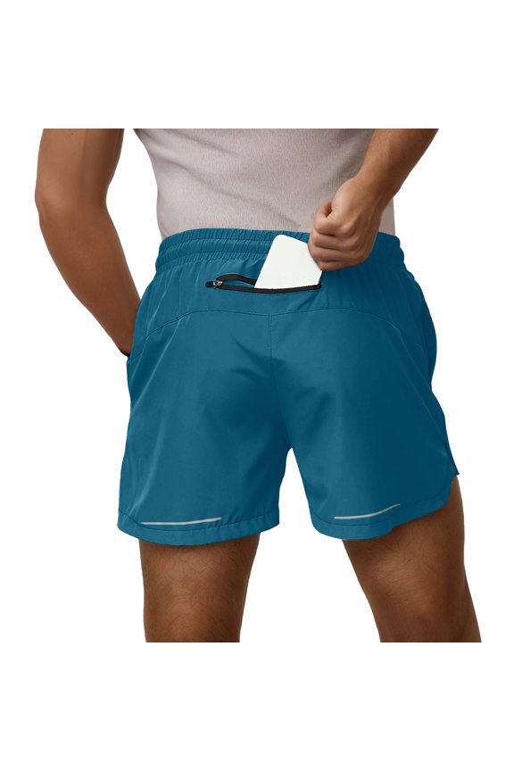 Men’s Quick Dry Workout Shorts, Breathable Athletic Shorts with Zipper Pocket for Gym, Running & Casual Summer Wear Sky Blue L