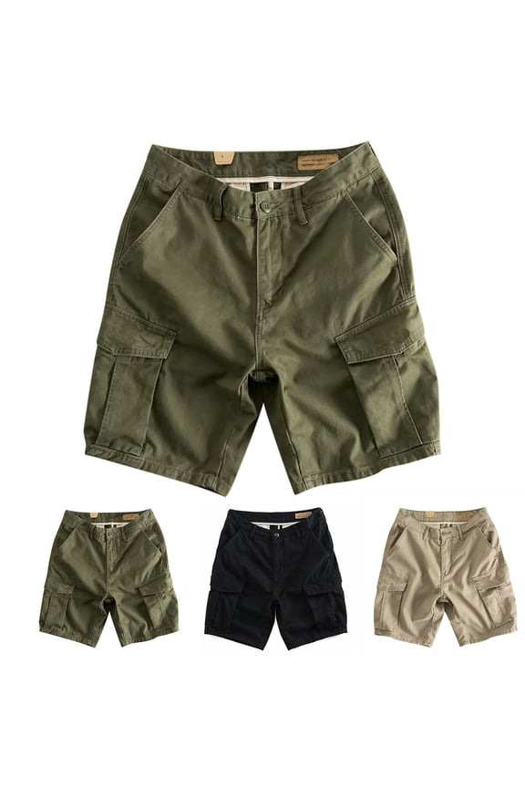 Men’s Relaxed Fit Cargo Shorts, Breathable Cotton Blend Casual Shorts, Multi-Pocket Utility Shorts for Daily & Outdoor Wear Black XXXXL