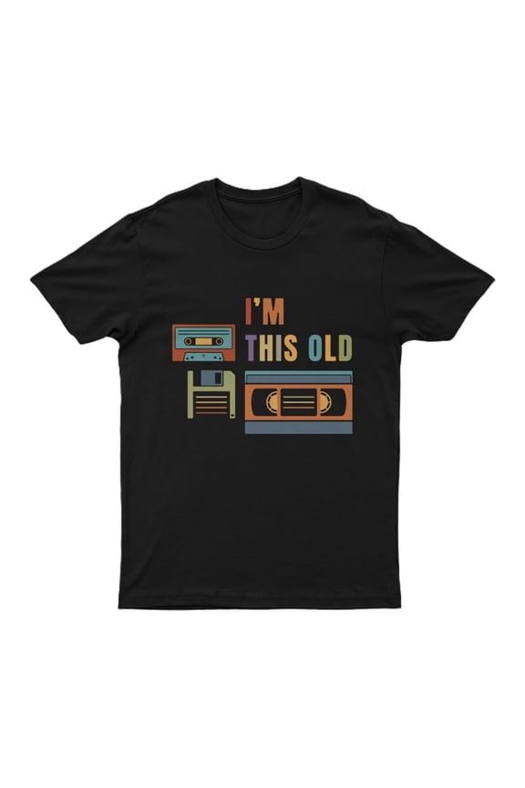 Men’s Retro Graphic T-Shirt, “I’m This Old” Nostalgic Crewneck Tee, Lightweight Casual Summer Top for Everyday Wear Black M