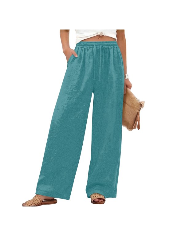 Plus Size ’s Straight Leg Casual Pants For Comfortable All Day Wear Wide Leg Fit And Easy Care High Rly Styled Bottoms Mint Green XXXL