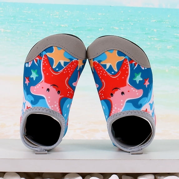 Rove Studio Toddler Girls Water Shoes, Quick Dry Barefoot Kids Swim Shoes, Non- Beach Pool Aqua Socks with Ruffle Blue3 34