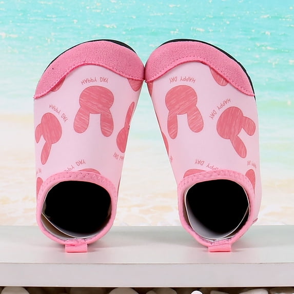 Rove Studio Toddler Girls Water Shoes, Quick Dry Barefoot Kids Swim Shoes, Non- Beach Pool Aqua Socks with Ruffle Light Pink2 25