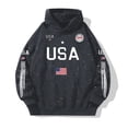 thumbnail image 1 of Rove Studio Unisex USA Flag Star Print Pullover Hoodie, Independence Day Commemorative Relaxed Fit All Over Speckled Print Long Sleeve Casual Streetwear Hooded Sweatshirt Grey L, 1 of 2