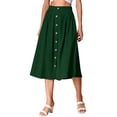thumbnail image 1 of Rove Studio Women’s Button Front A-Line Midi Skirt, High Waist Flowy Casual Skirt for Work & Everyday Wear Green XL, 1 of 4