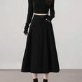 thumbnail image 1 of Rove Studio Women's High Waist Pleated A-Line Midi Skirt, Casual Flared Work Skirt with Pockets, Elegant Solid Skirts for Women Black L, 1 of 4