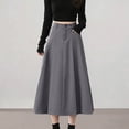 thumbnail image 1 of Rove Studio Women's High Waist Pleated A-Line Midi Skirt, Casual Flared Work Skirt with Pockets, Elegant Solid Skirts for Women Grey S, 1 of 4