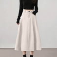thumbnail image 1 of Rove Studio Women's High Waist Pleated A-Line Midi Skirt, Casual Flared Work Skirt with Pockets, Elegant Solid Skirts for Women White S, 1 of 4