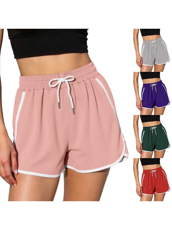 Women’s High Waisted Athletic Shorts, 3 Inch Inseam Running Shorts, Stretchy Breathable Workout Shorts with Drawstring Light Gray M