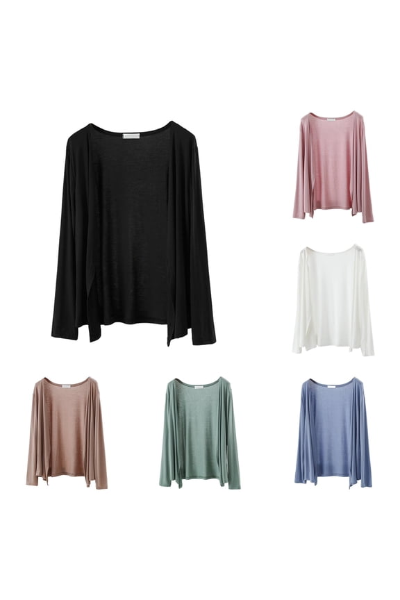 Women’s Lightweight Long Sleeve Open Front Cardigan, Soft Knit Loose Fit Casual Cover Up for Spring Summer Autumn Black XXL