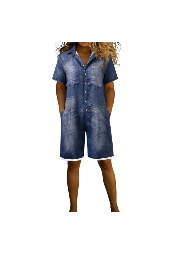 Women's Off Shoulder Jumpsuit Button Front Closure Relaxed Fit With Pockets Lightweight Breathable Polyester For Summer Daily Wear Casual Outings