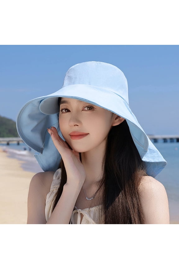 Rove Studio Women's UPF 50+ Wide Brim Sun Hat, Neck Flap Sun Hats for Women for Beach & Gardening Sky Blue One Size