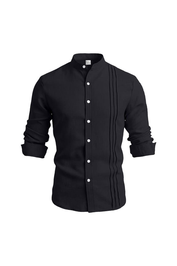 ’s Solid Knit Cardigan Shirt For Casual Everyday Wear Lightweight Yet Substantial Weave Full Sleeve Stand Collar Long Sleeve Top Black M