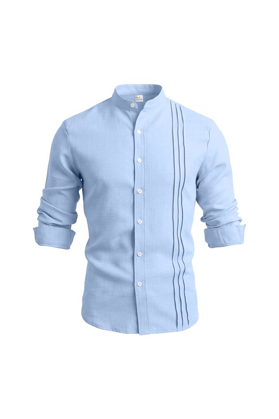 ’s Solid Knit Cardigan Shirt For Casual Everyday Wear Lightweight Yet Substantial Weave Full Sleeve Stand Collar Long Sleeve Top Blue M